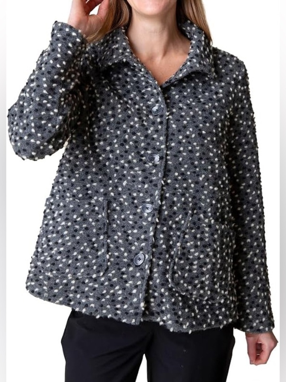 Habitat Clothes Gray Speckled Wool Button Front Jacket Size L